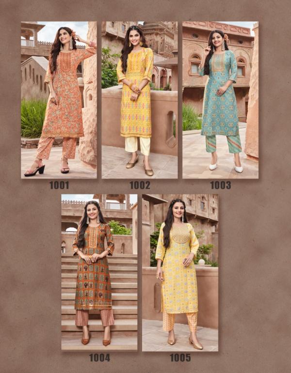 Goldy 1 Excluisve Wear Cotton Embroidery Kurti With Pant Collection